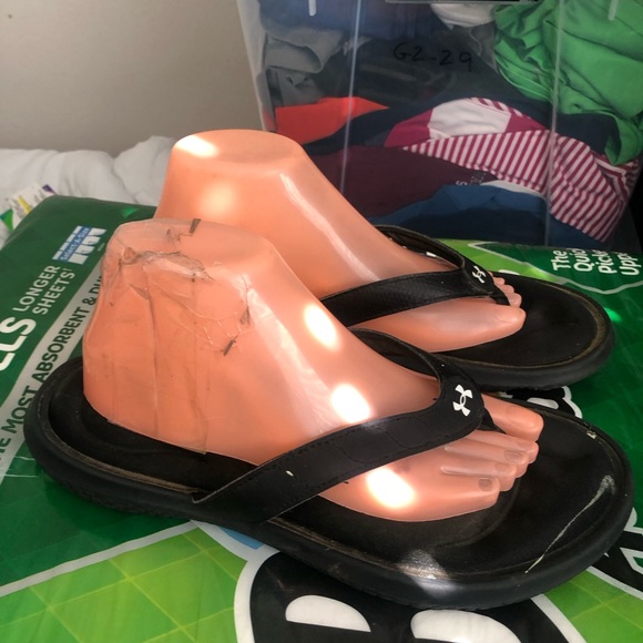 Under Armour Women’s Marbella Black/Silver/White Thong Sandals - Size 11 - Picture 4 of 12